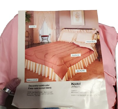 #ad Vintage Full Bed Skirt Bed Ruffle COLOR ROSE PINK NEW 5712 POLYESTER COTTON $20.00