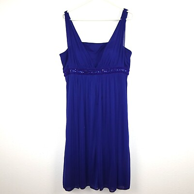 #ad Jessica Howard Cocktail Dress Size 14 Blue Embellished Sheer Overlay $34.99