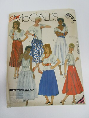 McCall#x27;s Sewing Pattern 2037 Skirt Multiple Styles Sizes 6 18 Vintage 1985 AU $9.95