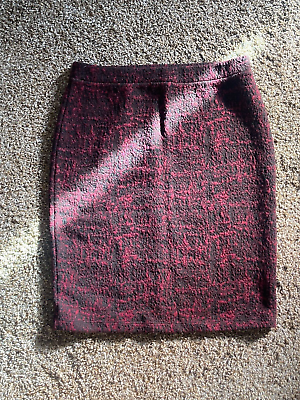 #ad Liz Claiborne Red and Black Size L Wool Knit Pull On Stretchy Pencil Skirt Suit $14.50