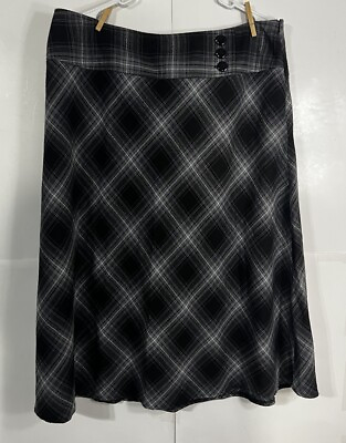 #ad DressBarn Skirt Women Plus Sz 18 Plaid Maxi Casual Black White Purple Zipper $18.99
