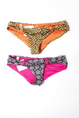 #ad La Perla Womens Printed Bikini Bottoms Gray Pink Orange Size 42 Italian $19.99