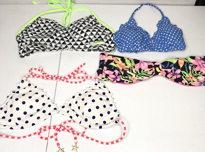 #ad Victorias Secret PINK Bikini Tops Swimsuit Lot of 4 Size Medium $15.37