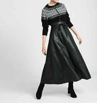 #ad Stylish Black Leather Skirt Women#x27;s Long Genuine Lambskin Handmade Elegant Wear $135.00