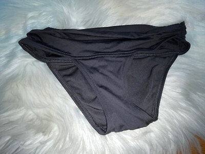 #ad Victorias Secret Bikini Small Swim Bottoms Black Ruched Side Lined $14.99