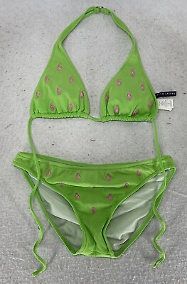 Ralph Lauren Lime Green Pink Pony Two Piece Bikini Women#x27;s Size 6 Small $35.60