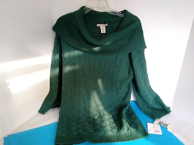 #ad Womans Sweater NWT Sears Covington Cowl Neck Green XL 3 4 Sleeve Sweater $12.60