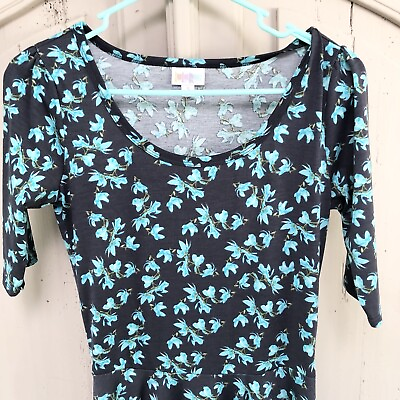 #ad Lularoe Ana Dress Maxi Swing Fit amp; Flare SMALL Floral Blue Turquoise Spring $16.95