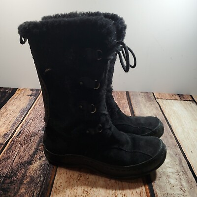 #ad The North Face Winter Boots 7.5 Women Black Suede Faux Fur Lined Snowflake $34.99