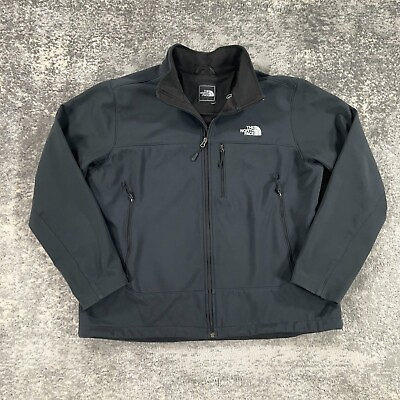 #ad North Face Jacket Mens 2XL XXL Black Full Zip Fleece Lined Zippered Pockets Logo $24.98