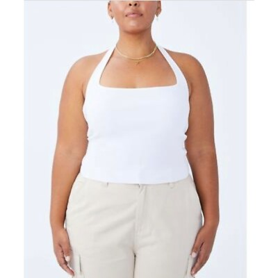 Cotton On Curve Trendy Plus Summer Knit Twist Back Vestlette Top White 12 $20.00