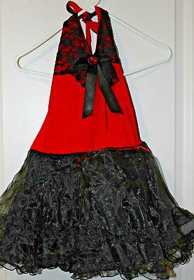 #ad Mini Skirt Size Small Halter Red Black Role Play Costume Theater $8.99