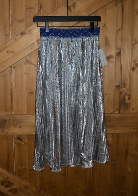 #ad LuLaRoe Women Size Large Jill Accordion Pleated Skirt Silver Black Squares NWT $19.50
