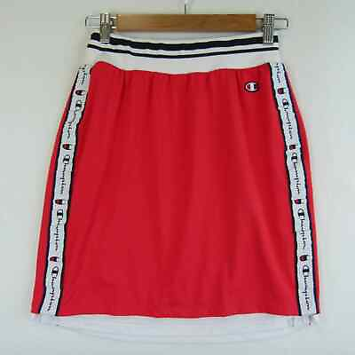 Champion Reversible Mesh Mini Skirt Logo Spellout Hip Hop Retro Red White Size S $29.00