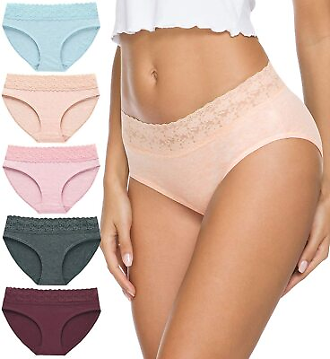 #ad Cotton Underwear for Women Lace Bikini Panties Soft Stretch Hipster Breathable B $66.54