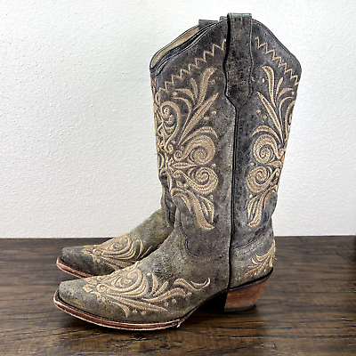 Circle G Womens Boots Size 10 M Brown Embroidered Cowboy Western Pull On $49.88