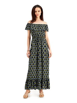 #ad STYLE amp; COMPANY Womens Navy Tie On And Off The Shoulder Neckline Maxi Dress 3X $11.99