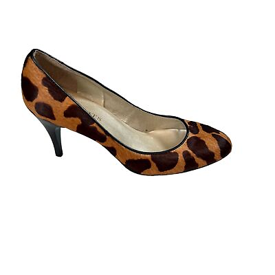Talbots Womens Heel Size 6 Leopard Print Calf Hair Pump Brown Animal Print $32.95