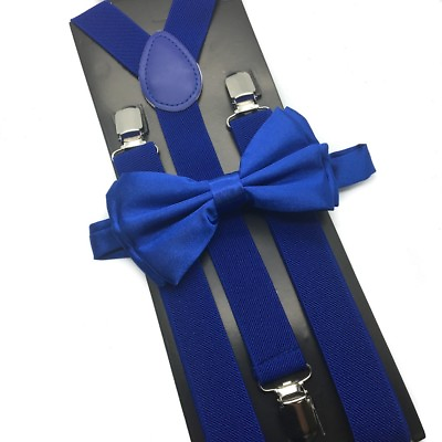 Royal Blue Suspender and Bow Tie Set Wedding Formal for Adults Men Women USA $9.99