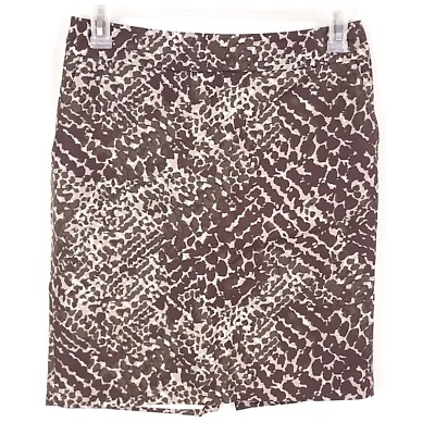 #ad Ann Taylor LOFT Womens sz 6 Brown Animal Print Silk Blend Career Pencil Skirt $12.00