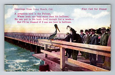 #ad Long Beach CA California General Greetings Pelican Antique Vintage Postcard $7.99