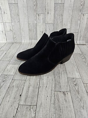 #ad Lucky Brand Womens Boots Size 11 Black Leather Suede Booties Ankle $23.10