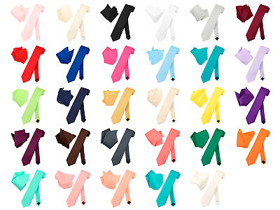 #ad Vesuvio Napoli Solid EXTRA LONG Color NeckTie Handkerchief Men#x27;s XL Neck Tie Set $9.95