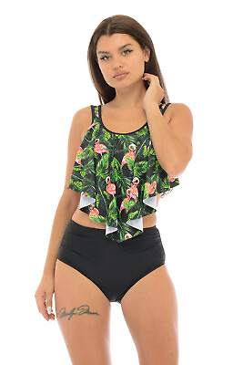Bikini Swimsuits for Women High Waist Bottom with Flounce Top sexy bathing suits $29.99