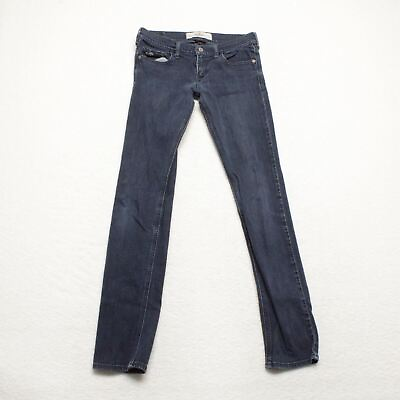 Hollister Women#x27;s Junior Size 5L Blue Skinny Dark Wash Cotton Blend Stretch Jean $11.43