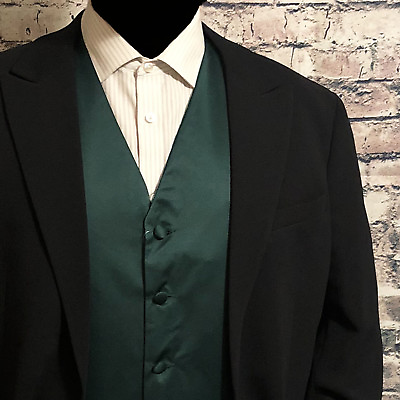 Dark Forest Green Men Solid Tuxedo Suit Dress Vest Waistcoat Formal Wedding Prom $21.11