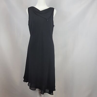 #ad Virgo Black Cocktail Dress Jewel Neck Size 8 Asymmetrical Sleeveless $14.99