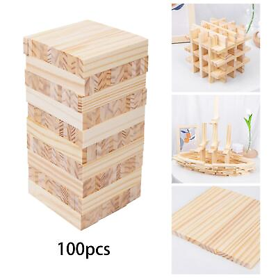 #ad 100Pcs Tower Block Wooden Crafts Stacking Game Blocks for Indoor Party Teens $47.85