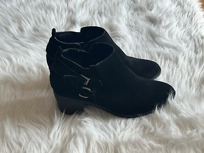 #ad Sonoma Ortholite Women#x27;s Size 9W WIDE Sonya Black Suede Zip Ankle Boots $27.94