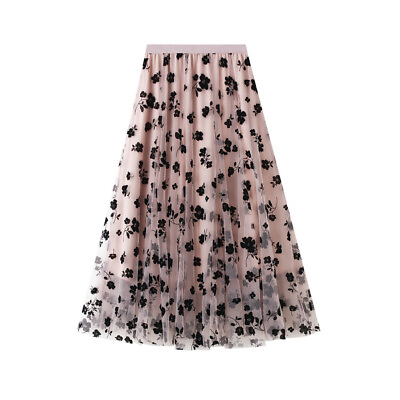 #ad Women Tulle Skirt Long Mesh Layered Floral Maxi High Waist Party Beach Dress New $24.19