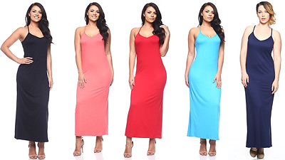 New Women#x27;s Summer Plus Size Long Maxi Racerback Sleeveless Dress 1704X $15.99