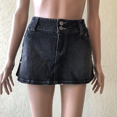 HINT Jeans Black Denim Mini Short Skirt Women Junior Girls Size 9 Embellished ￼ $22.00