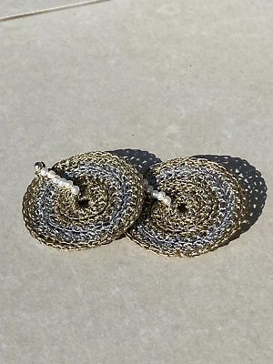 #ad Designer hoops earrings silver 925 golden plated pearls handmade boho for women $160.00