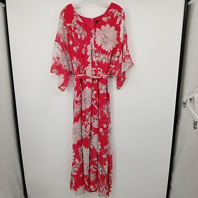 #ad Lane Bryant Floral Print Women#x27;s Pink and White Floral Maxi Dress 18 $27.00