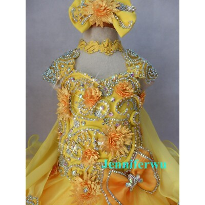 #ad Jenniferwu Newborn Baby Girl Dress Flower Tutu Princess Handmade Beaded Dresses $108.80