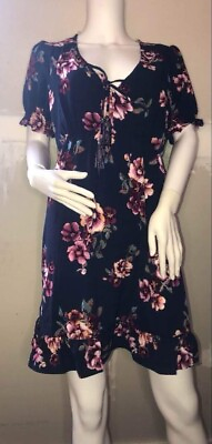 #ad Womens Summer Dress Size Xs V Neck Blue Floral $11.99