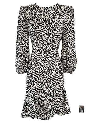 #ad Women#x27;s Lipsy Dress NEW Uk6 Black Animal Print Work Party Long Sleeve GBP 26.00