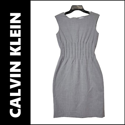 Calvin Klein Gray Dress Size 10 Women#x27;s Business Career Formal Sheath Sleeveless $37.00