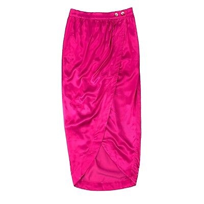 #ad Maeve Tulip Satin Skirt Women 2 Anthropologie Pink Front Split Button Front Wrap $42.45