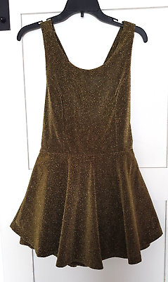 #ad Girls Juniors Mini Golden glitter dress with shorts and open back. New. $35.00