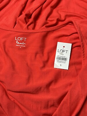 NWT LOFT Beach Red Maxi Dress Flutter Sleeves Tie Waist Size Small S NEW $18.00