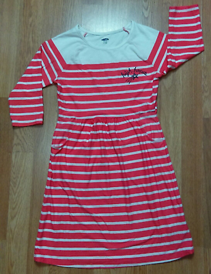 Old Navy Hight Hopes Striped White Red Girls Short Sleeve Dress Size L 10 12 $6.30