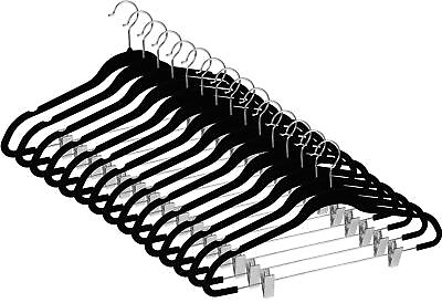 #ad Velvet Skirt Hangers 20 Pack Black Non Slip Velvet Pants Hangers with Metal ... $35.68