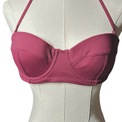 #ad J.Crew Women#x27;s Bikini Top Burgundy Size 36A 29quot; Band Size Adjustable $15.95