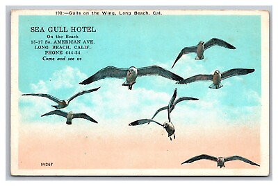 Long Beach CA California Sea Gull Hotel on the Beach White Border Postcard $6.98