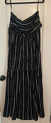 Loft Beach Maxi Size XL Coverup Black White Maxi Length Strapless Sleeveless $39.99